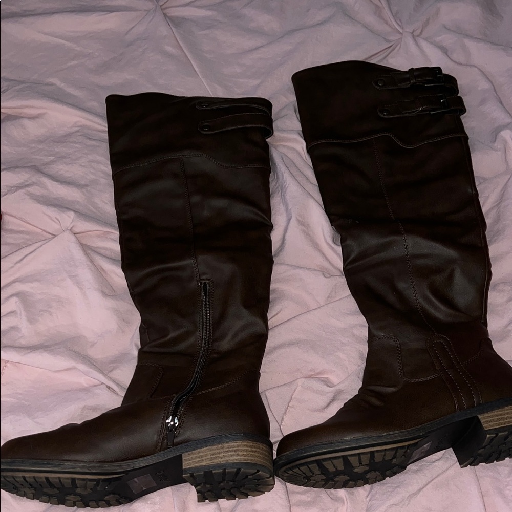 New Qupid Over-the-Knee Riding Boots - Dark Brown
